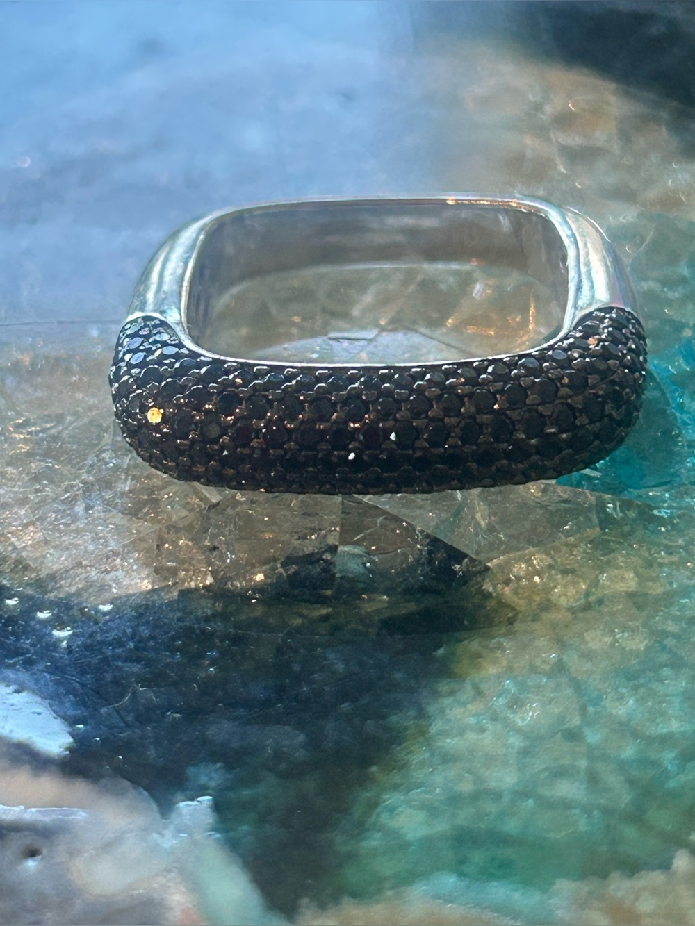 Black Spinel Sterling Silver Ring Sz 7